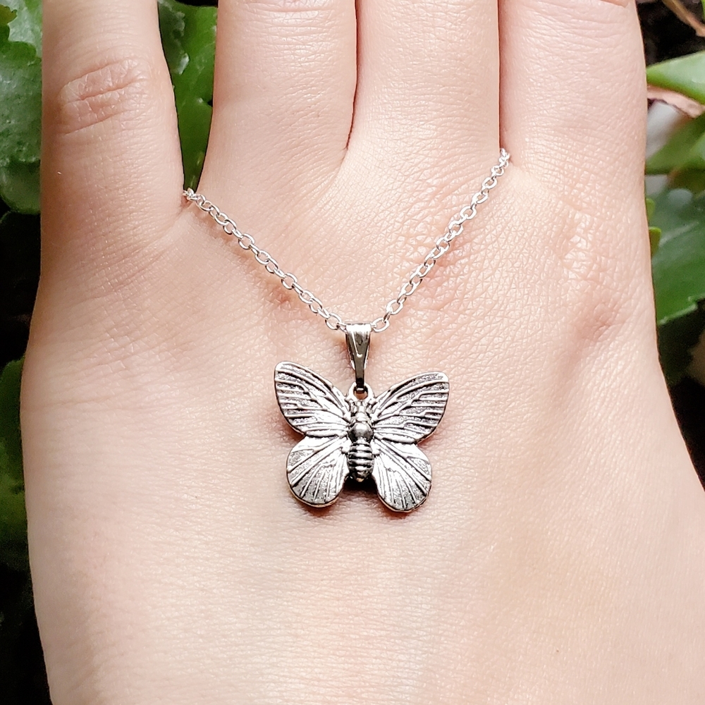 New Silver Butterfly Necklace